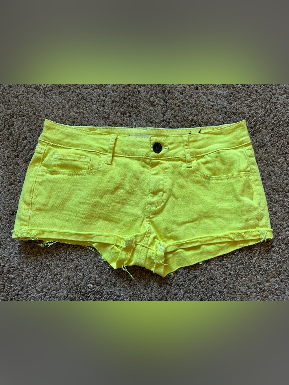 Bullhead Black Neon Yellow Jean Shorts